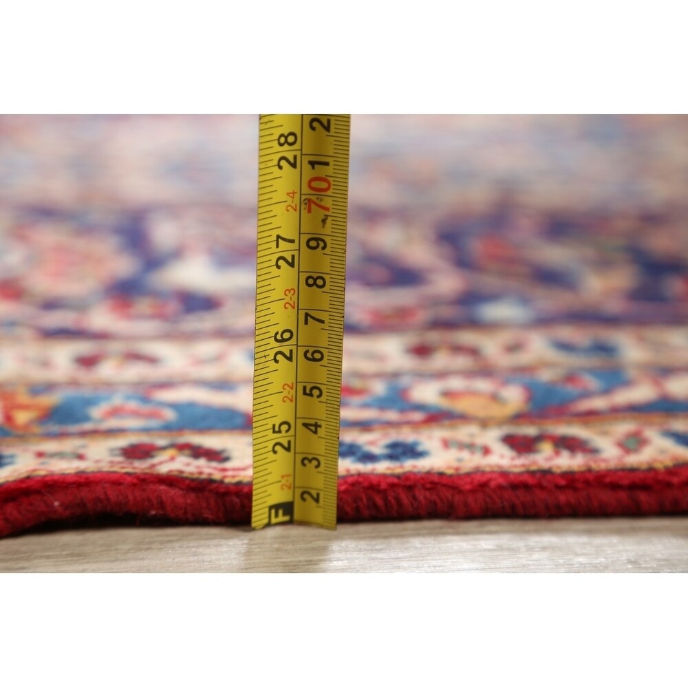 Medallion Hand Knotted Wool Vintage Kashan Persian Area Rug - 13'0" x 9'4"