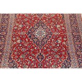 Medallion Hand Knotted Wool Vintage Kashan Persian Area Rug - 13'0" x 9'4"