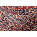 Medallion Hand Knotted Wool Vintage Kashan Persian Area Rug - 13'0" x 9'4"
