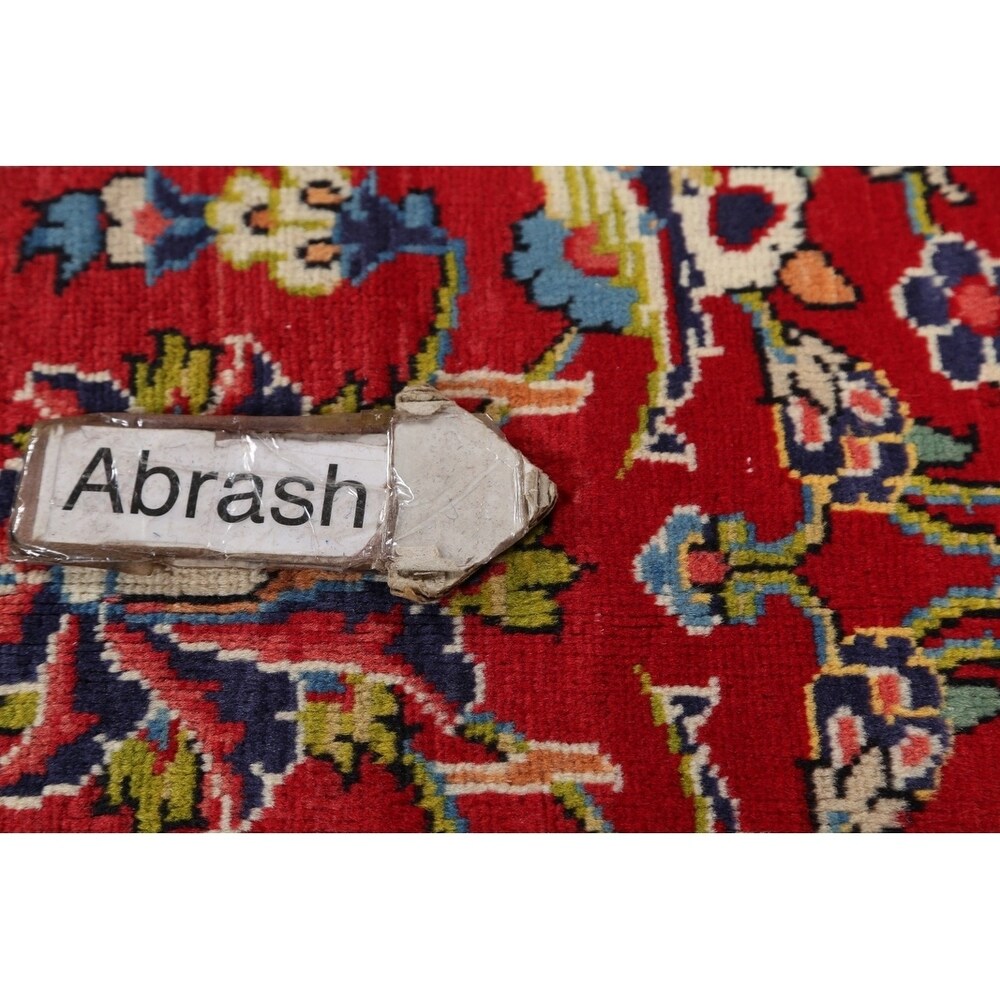 Medallion Hand Knotted Wool Vintage Kashan Persian Area Rug - 13'0" x 9'4"
