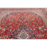 Medallion Hand Knotted Wool Vintage Kashan Persian Area Rug - 13'0" x 9'4"