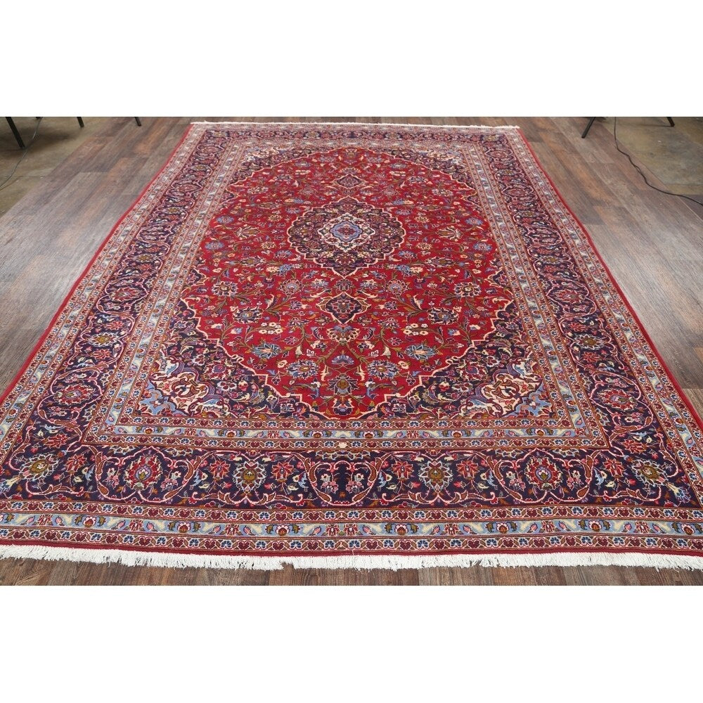 Medallion Handmade Genuine Wool Persian Area Rug For Living Room - 10'10" x 8'4"