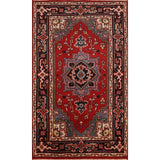 Medallion Heriz Serapi Indian Foyer Rug Hand-Knotted Wool Carpet - 3'0"x 4'10"