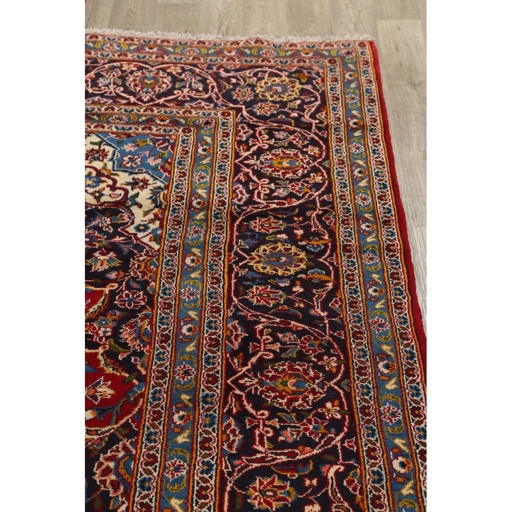 Medallion Kashan Persian Handmade Classical Area Rug - 12'11" x 9'8"