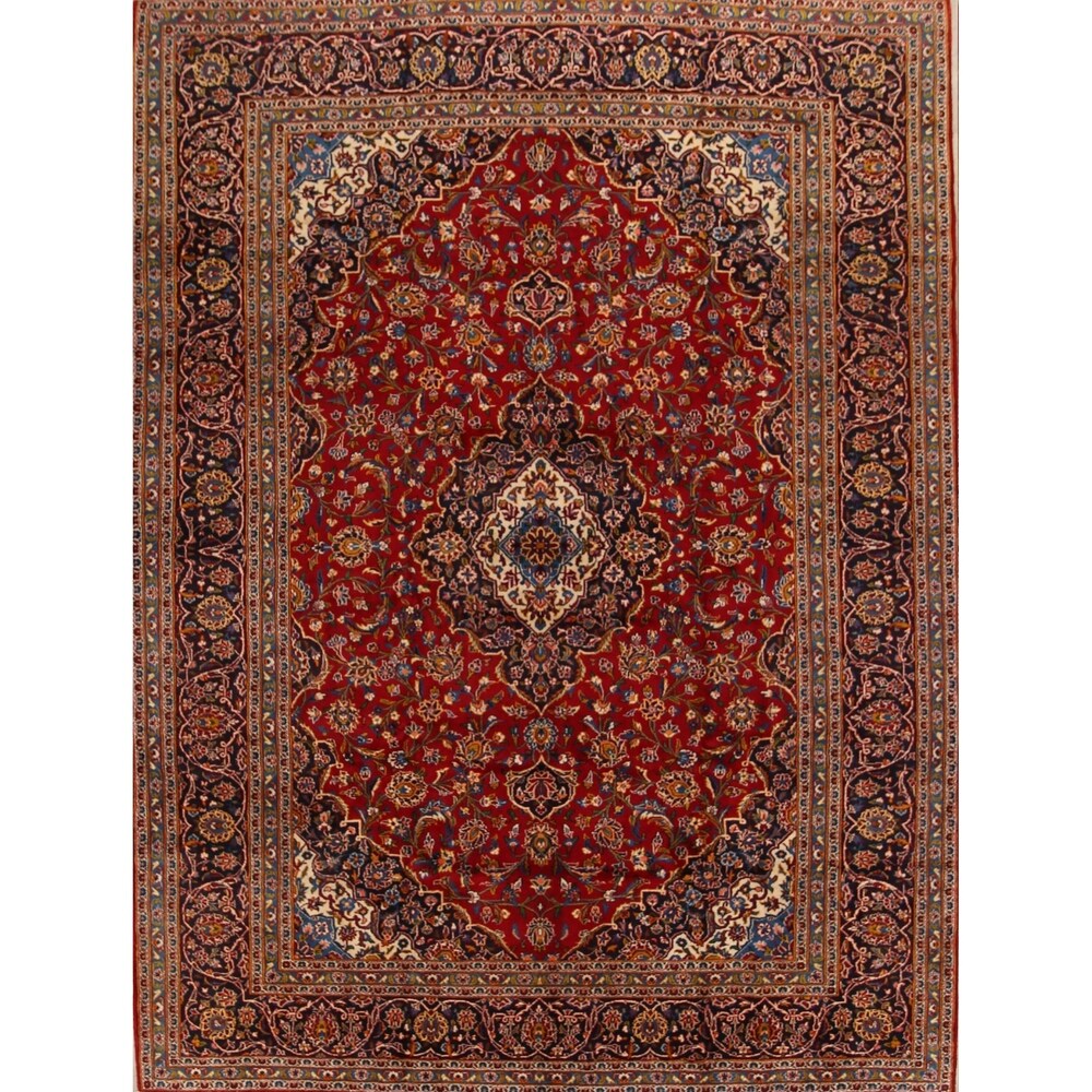 Medallion Kashan Persian Handmade Classical Area Rug - 12'11" x 9'8"