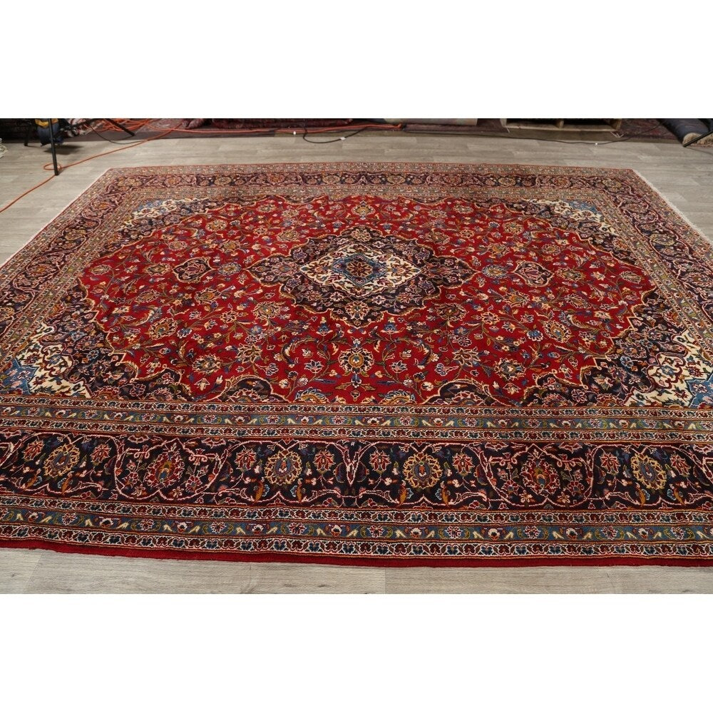 Medallion Kashan Persian Handmade Classical Area Rug - 12'11" x 9'8"