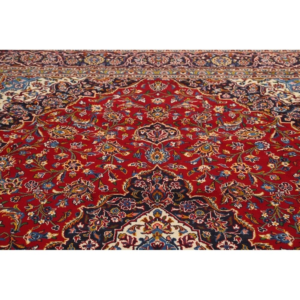 Medallion Kashan Persian Handmade Classical Area Rug - 12'11" x 9'8"