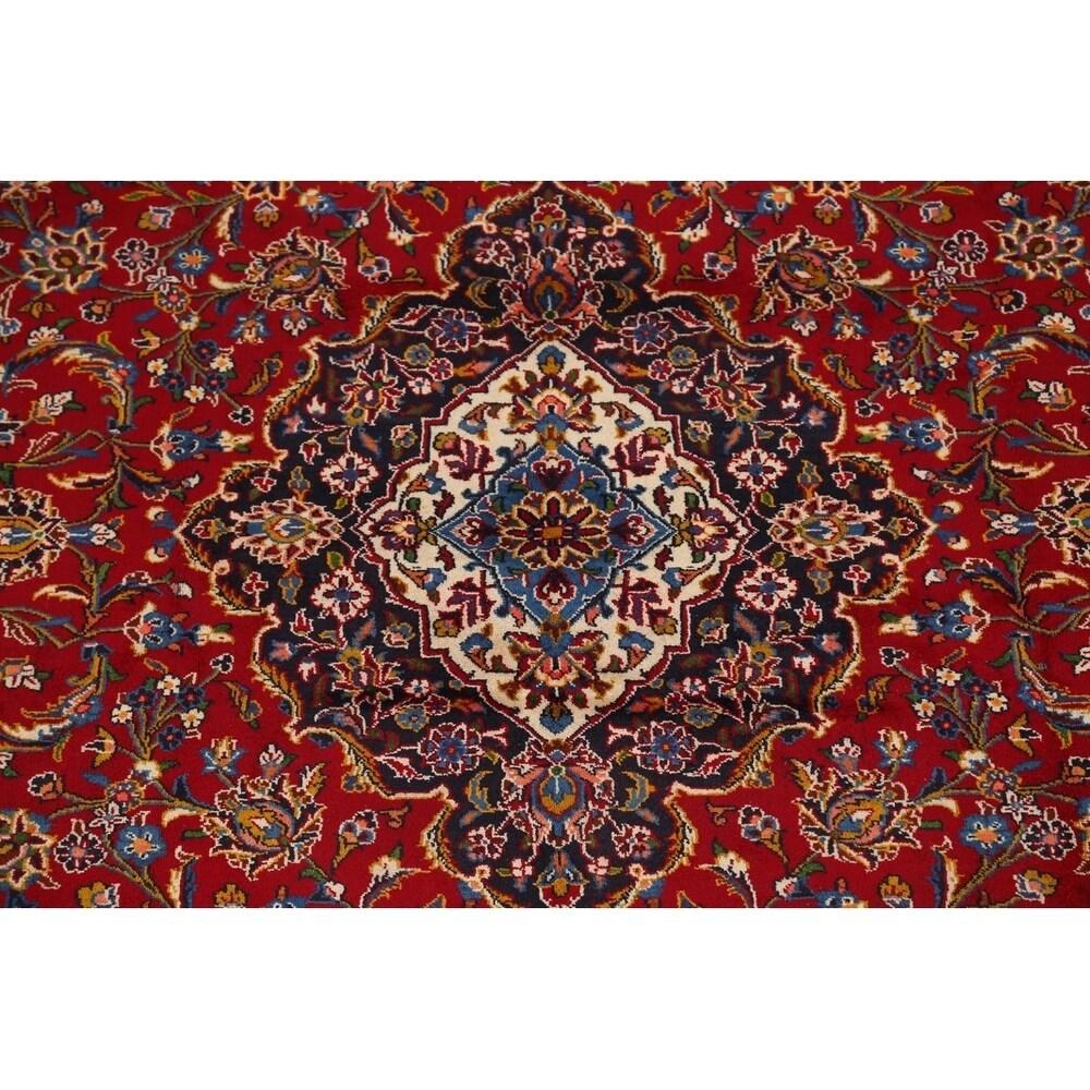 Medallion Kashan Persian Handmade Classical Area Rug - 12'11" x 9'8"