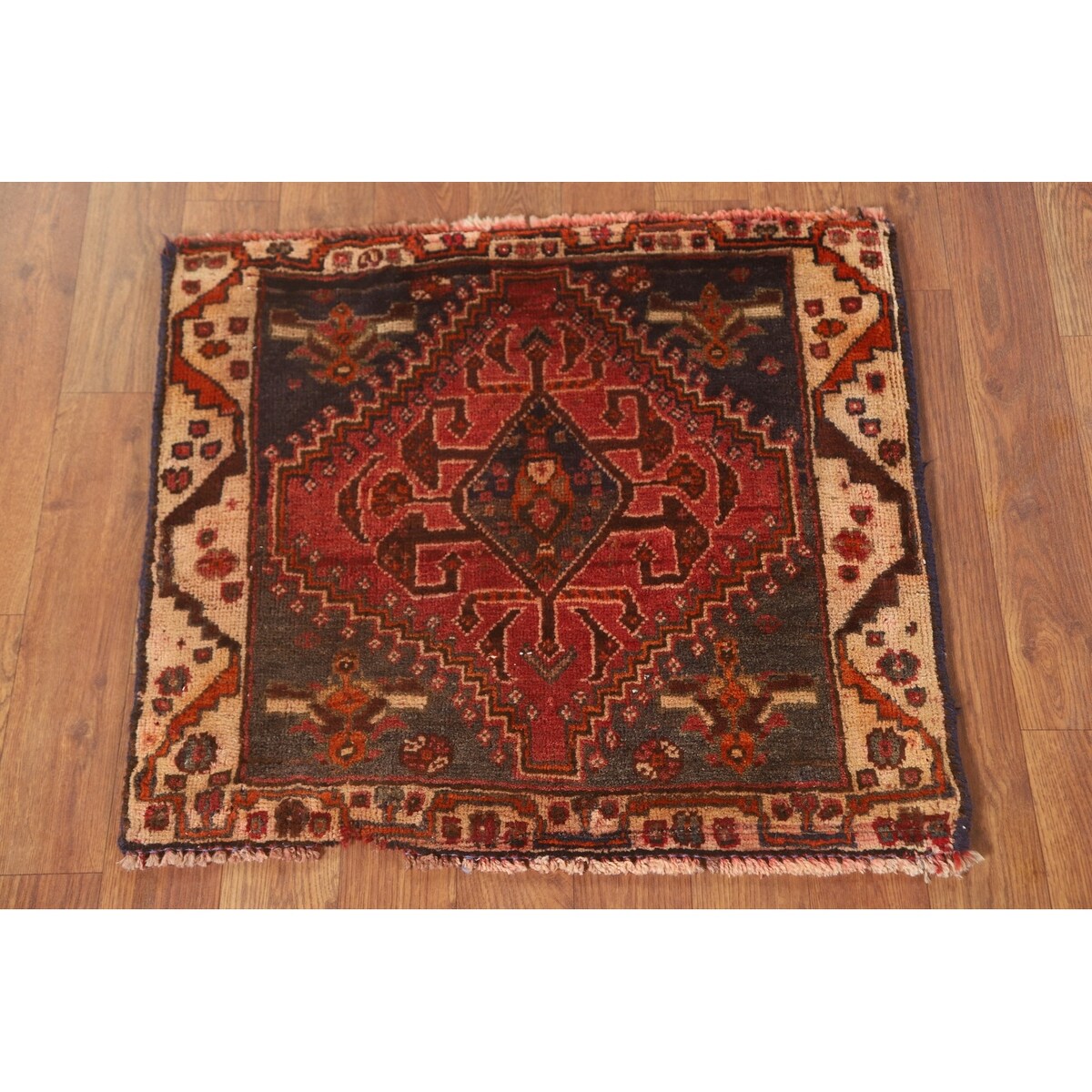 Medallion Shiraz Persian Vintage Square Rug Handmade Wool Carpet Pink - 2'0" x 1'10"