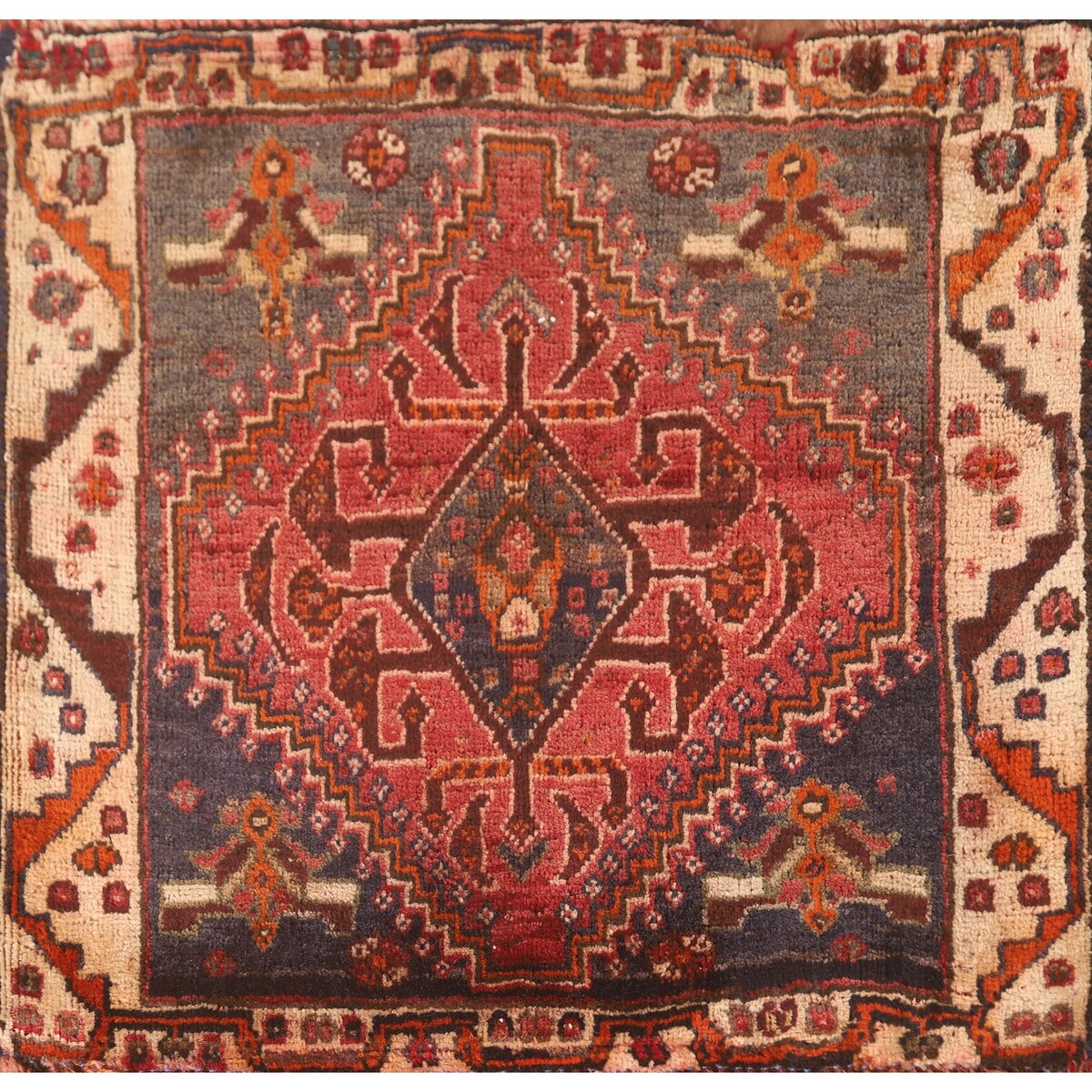 Medallion Shiraz Persian Vintage Square Rug Handmade Wool Carpet Pink - 2'0" x 1'10"
