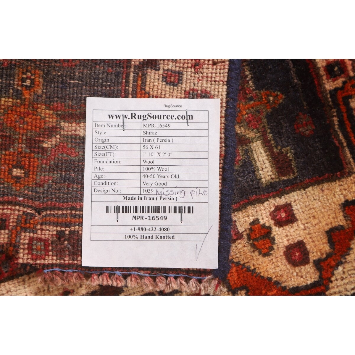 Medallion Shiraz Persian Vintage Square Rug Handmade Wool Carpet Pink - 2'0" x 1'10"