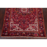 Medallion Vintage Hand Knotted Carpet Bordered Heriz Persian Area Rug - 11'1" X 7'10"