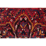 Medallion Vintage Hand Knotted Carpet Bordered Heriz Persian Area Rug - 11'1" X 7'10"