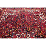Medallion Vintage Hand Knotted Carpet Bordered Heriz Persian Area Rug - 11'1" X 7'10"