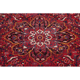 Medallion Vintage Hand Knotted Carpet Bordered Heriz Persian Area Rug - 11'1" X 7'10"
