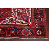 Medallion Vintage Hand Knotted Carpet Bordered Heriz Persian Area Rug - 11'1" X 7'10"