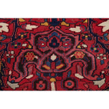 Medallion Vintage Hand Knotted Carpet Bordered Heriz Persian Area Rug - 11'1" X 7'10"