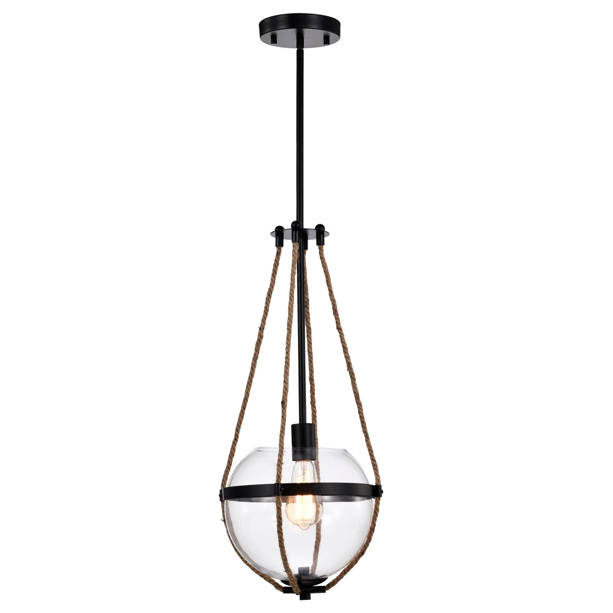 Medeia 11 Inch Matte Black Bohemian Glass Shade Pendant Ceiling Lighted
