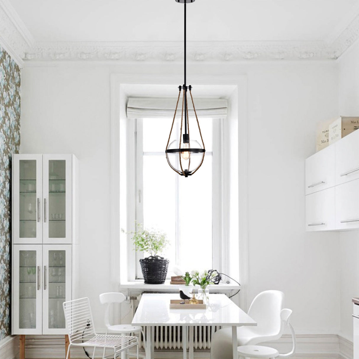 Medeia 11 Inch Matte Black Bohemian Glass Shade Pendant Ceiling Lighted