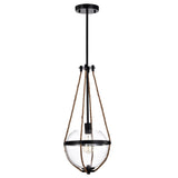 Medeia 11 Inch Matte Black Bohemian Glass Shade Pendant Ceiling Lighted