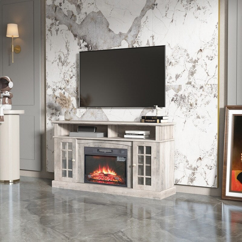 Media Console TV Stand TV Cabinet with Electronic Fireplace and Remote Control