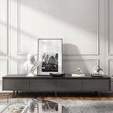 Media Console Table TV Stand with 4-Drawers, Entertainment Center for TVs Up to 70" for Living Room, Black