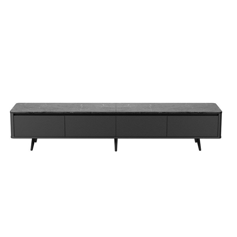 Media Console Table TV Stand with 4-Drawers, Entertainment Center for TVs Up to 70" for Living Room, Black