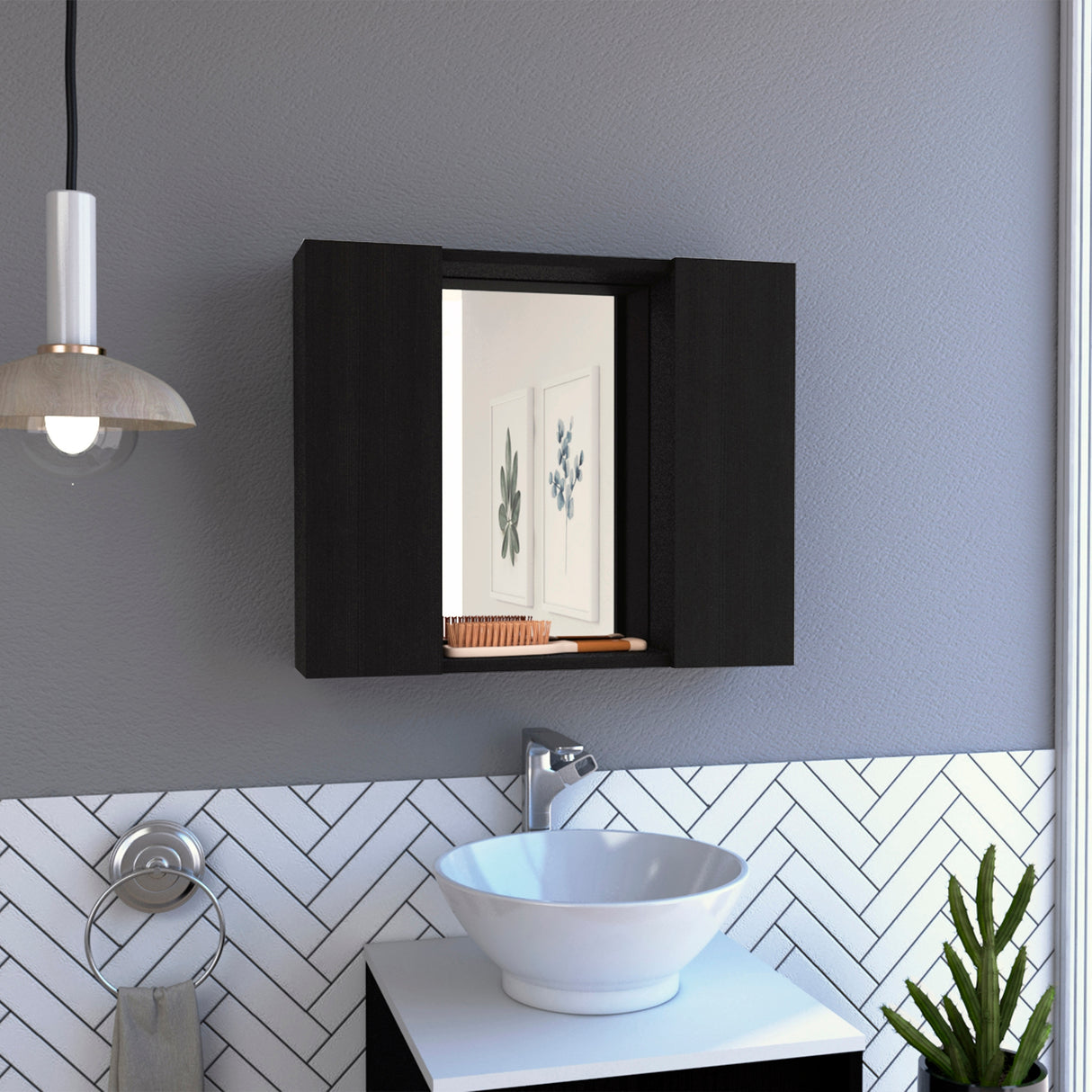Medicine Cabinet Hops With Double Door And Mirror