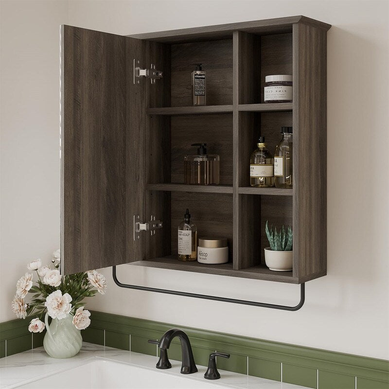 Medicine Cabinet with Mirror - 6.3"D x 26"W x 24"H