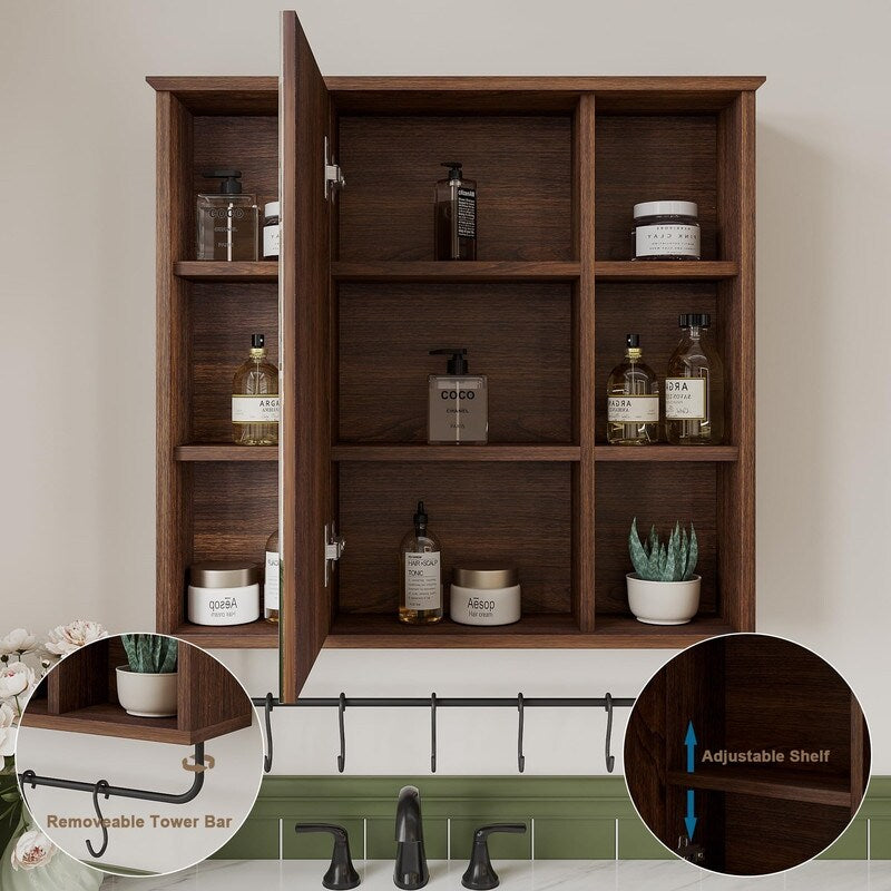 Medicine Cabinet with Mirror - 6.3"D x 26"W x 24"H