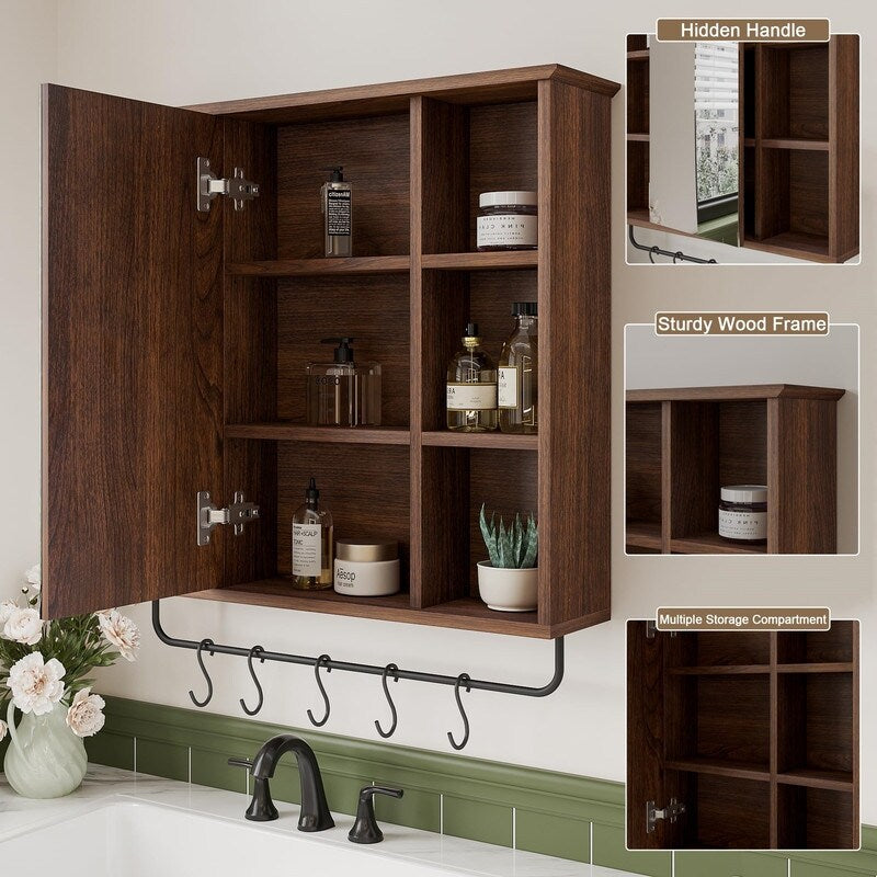 Medicine Cabinet with Mirror - 6.3"D x 26"W x 24"H