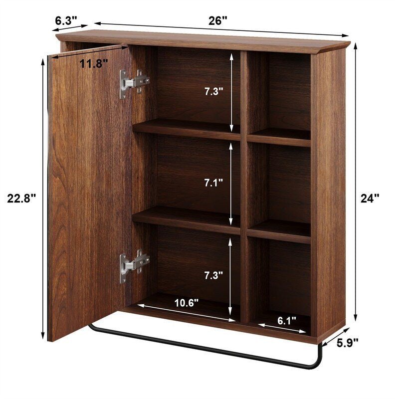 Medicine Cabinet with Mirror - 6.3"D x 26"W x 24"H