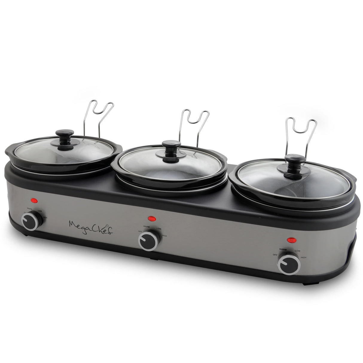 MegaChef Buffet Server Slow Cooker with Triple 2.5 Quart Cooking Pots