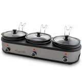 MegaChef Buffet Server Slow Cooker with Triple 2.5 Quart Cooking Pots