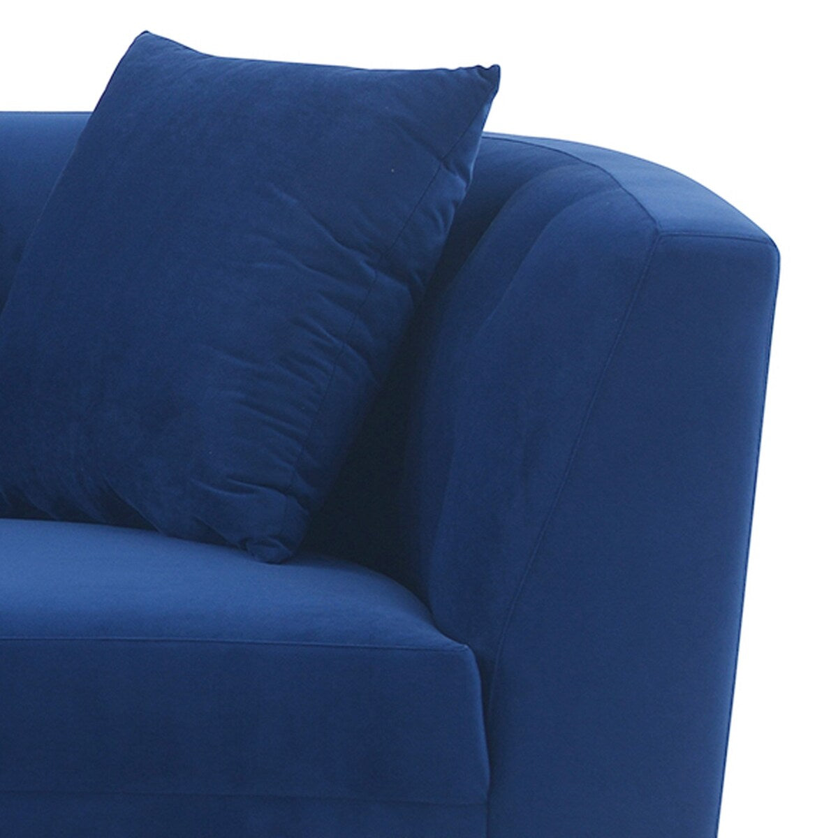 Melange Blue Velvet Upholstered Loveseat with Black Wood Base