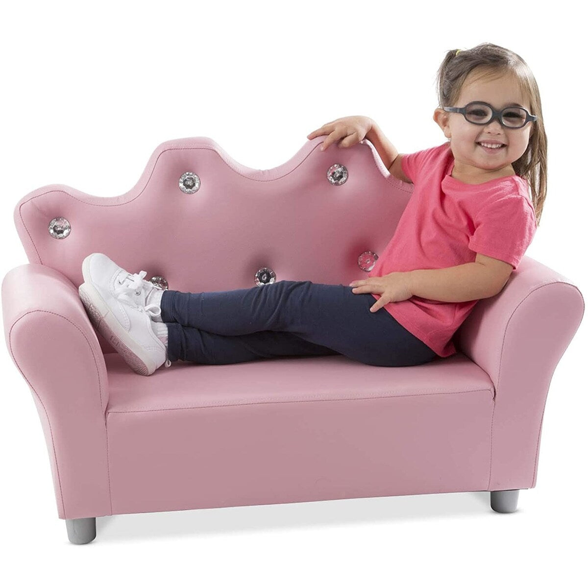 Melissa & Doug Child's Crown Sofa - Pink Faux Leather