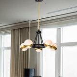 Melite 23 Inch Modern Wagon Wheel Sputnik Designed Ceiling Lighted Chandelier Matte Black and Satin Gold Finish 5-Light - N/A