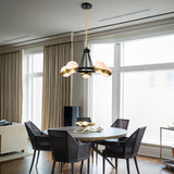 Melite 23 Inch Modern Wagon Wheel Sputnik Designed Ceiling Lighted Chandelier Matte Black and Satin Gold Finish 5-Light - N/A