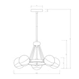 Melite 23 Inch Modern Wagon Wheel Sputnik Designed Ceiling Lighted Chandelier Matte Black and Satin Gold Finish 5-Light - N/A
