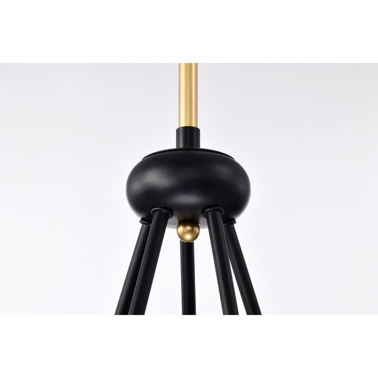 Melite 23 Inch Modern Wagon Wheel Sputnik Designed Ceiling Lighted Chandelier Matte Black and Satin Gold Finish 5-Light - N/A