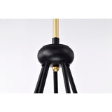 Melite 23 Inch Modern Wagon Wheel Sputnik Designed Ceiling Lighted Chandelier Matte Black and Satin Gold Finish 5-Light - N/A