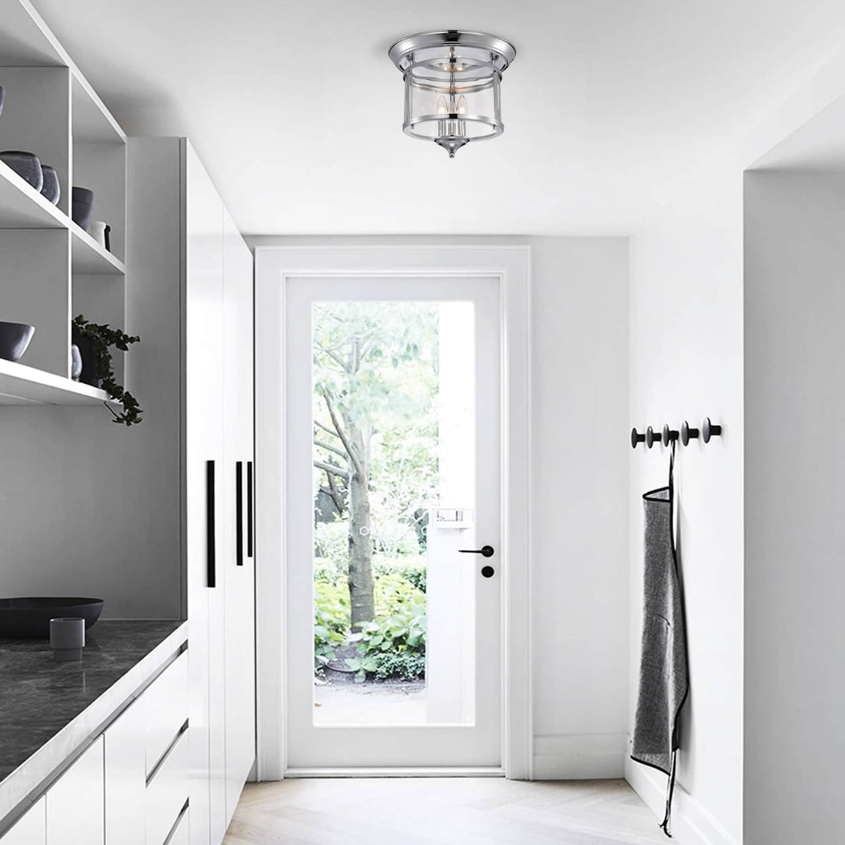 Melodi Polished Chrome Metal/Glass Cage 3-Light Flush Mount