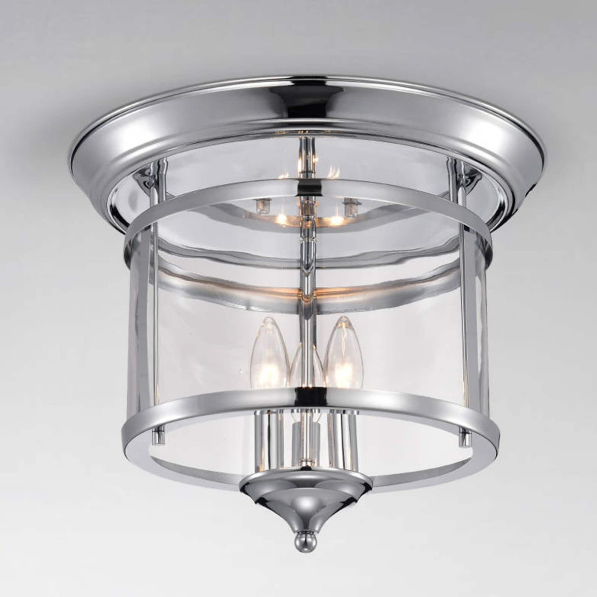 Melodi Polished Chrome Metal/Glass Cage 3-Light Flush Mount