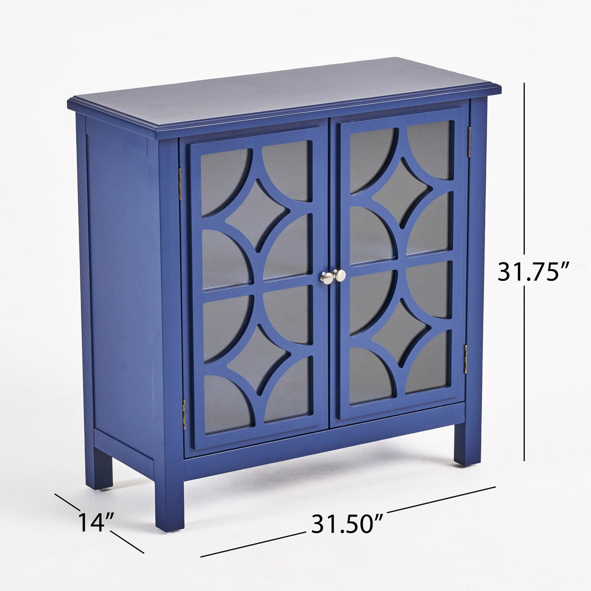 Melora Fir Wood Double Door Cabinet With Mirror Accents by Christopher Knight Home