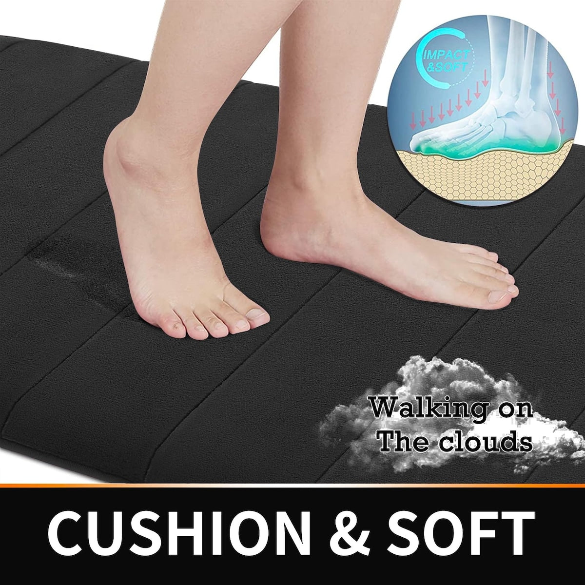 Memory Foam Bath Mat Set, Bathroom Rugs for 3 Pieces, Toilet Mats, Soft Comfortable, Water Absorption, Non-Slip