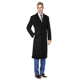 Men's Knee Length Wool Blend Three Button Long Jacket Overcoat