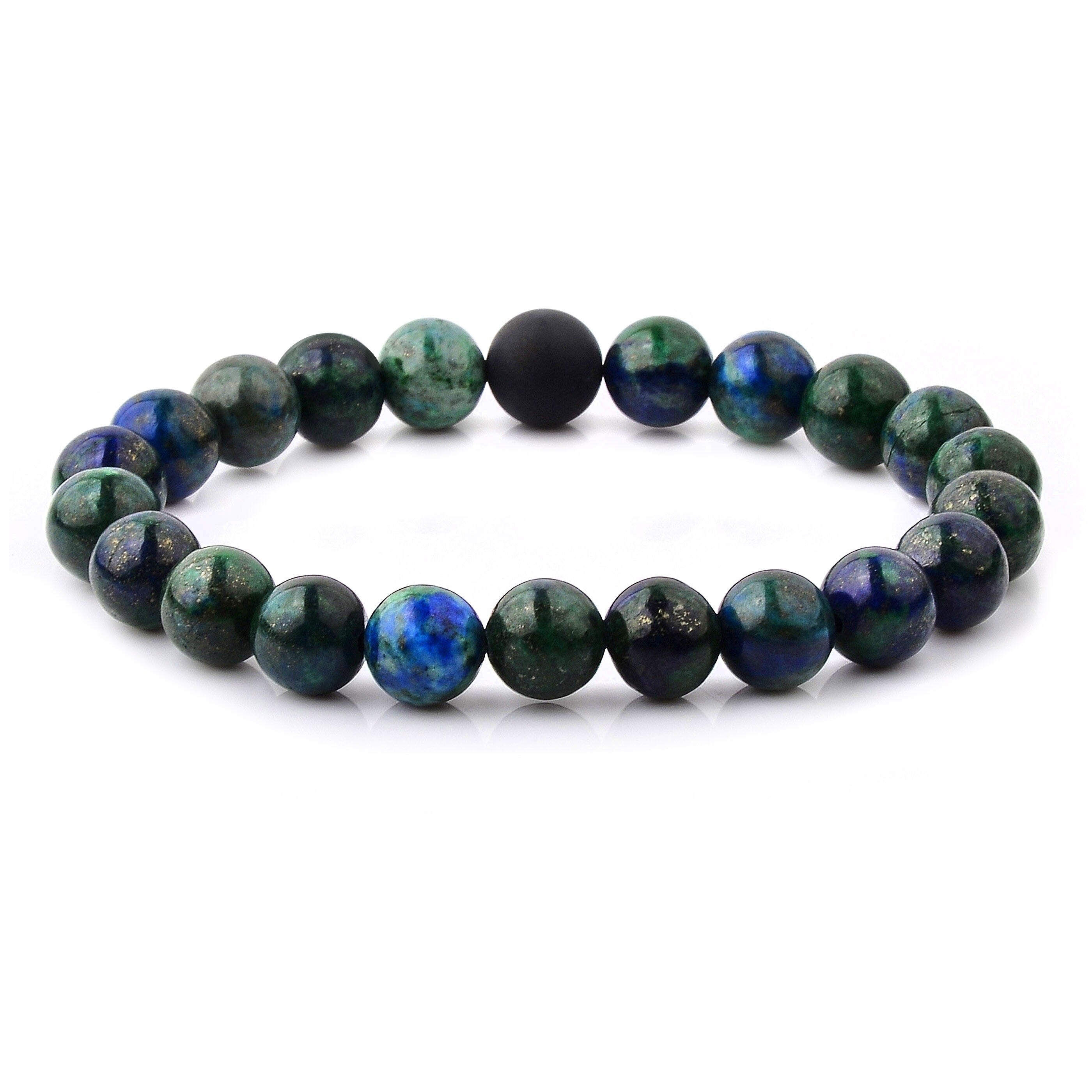 【AEKKI】Plata 2AA Matte Onyx Natural Stone Bracelet(約10mm) Men's Natural Stone and Matte Onyx Beaded Stretch Bracelet