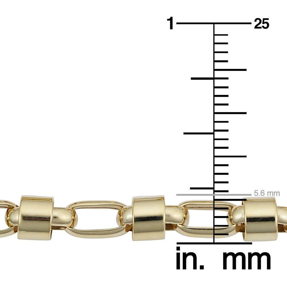 Men's 14k Yellow Gold 5.5 millimeters Bullet Link Necklace (22 or 26 inches)