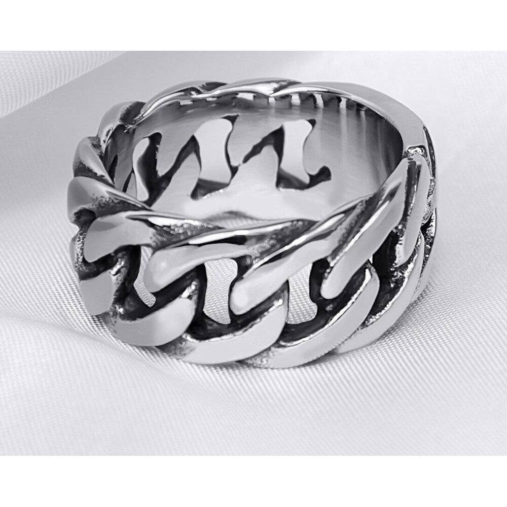 Men's Chain Link Biker RING Stainless Steel Retro Design Comfort Fit