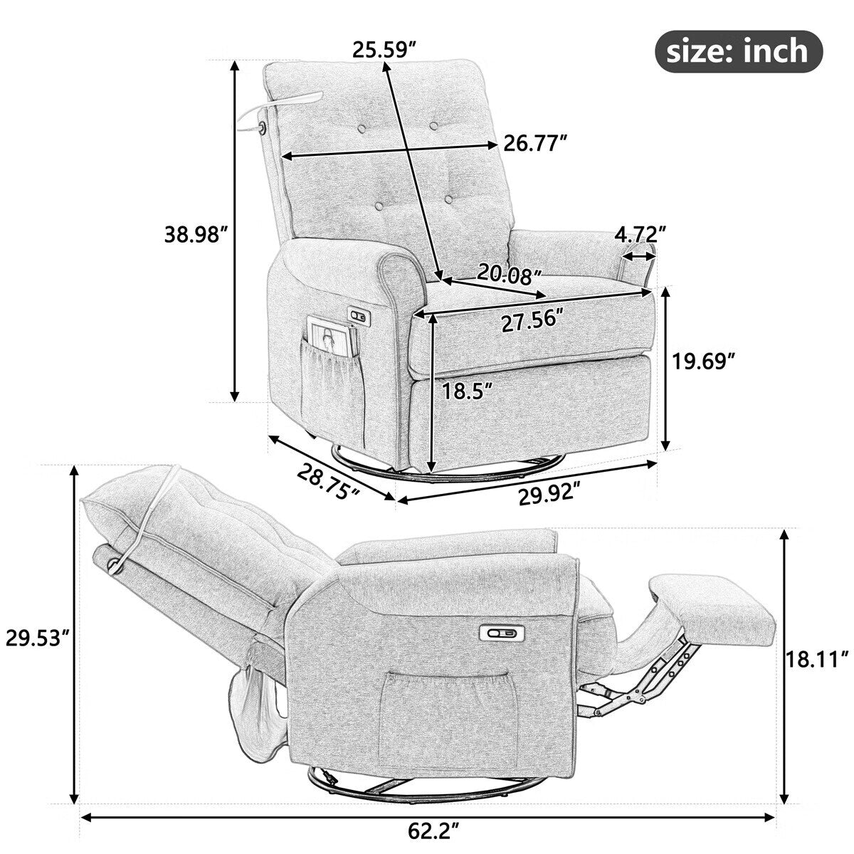 Merax 270 Degree Swivel Recliner Chairs